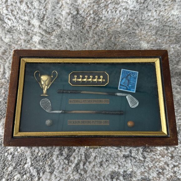Vintage History of Golf • Wood Shadow Box/Keepsake Storage - Picture 1 of 7